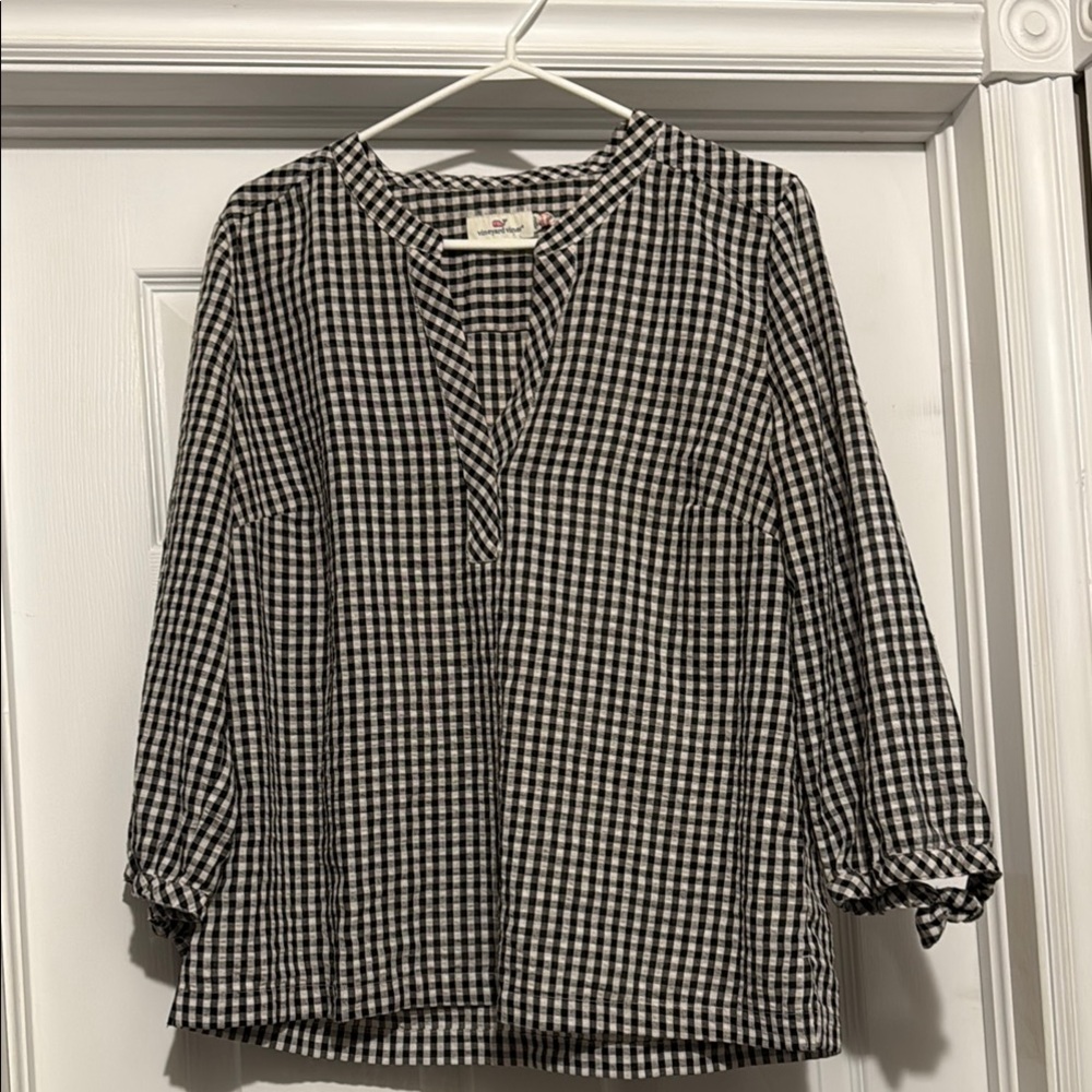 Vineyard Vines Black and White 3/4 Sleeve Blouse size large